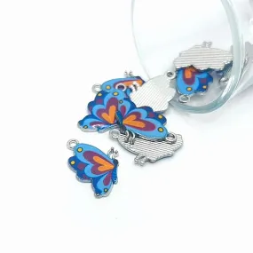 1, 4, 20 or 50 Pieces: Blue Enamel Butterfly Charms