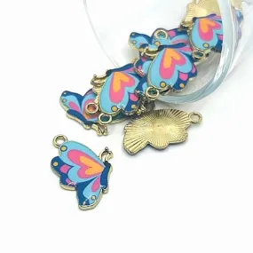 1, 4, 20 or 50 Pieces: Pink and Blue Enamel Butterfly Charms