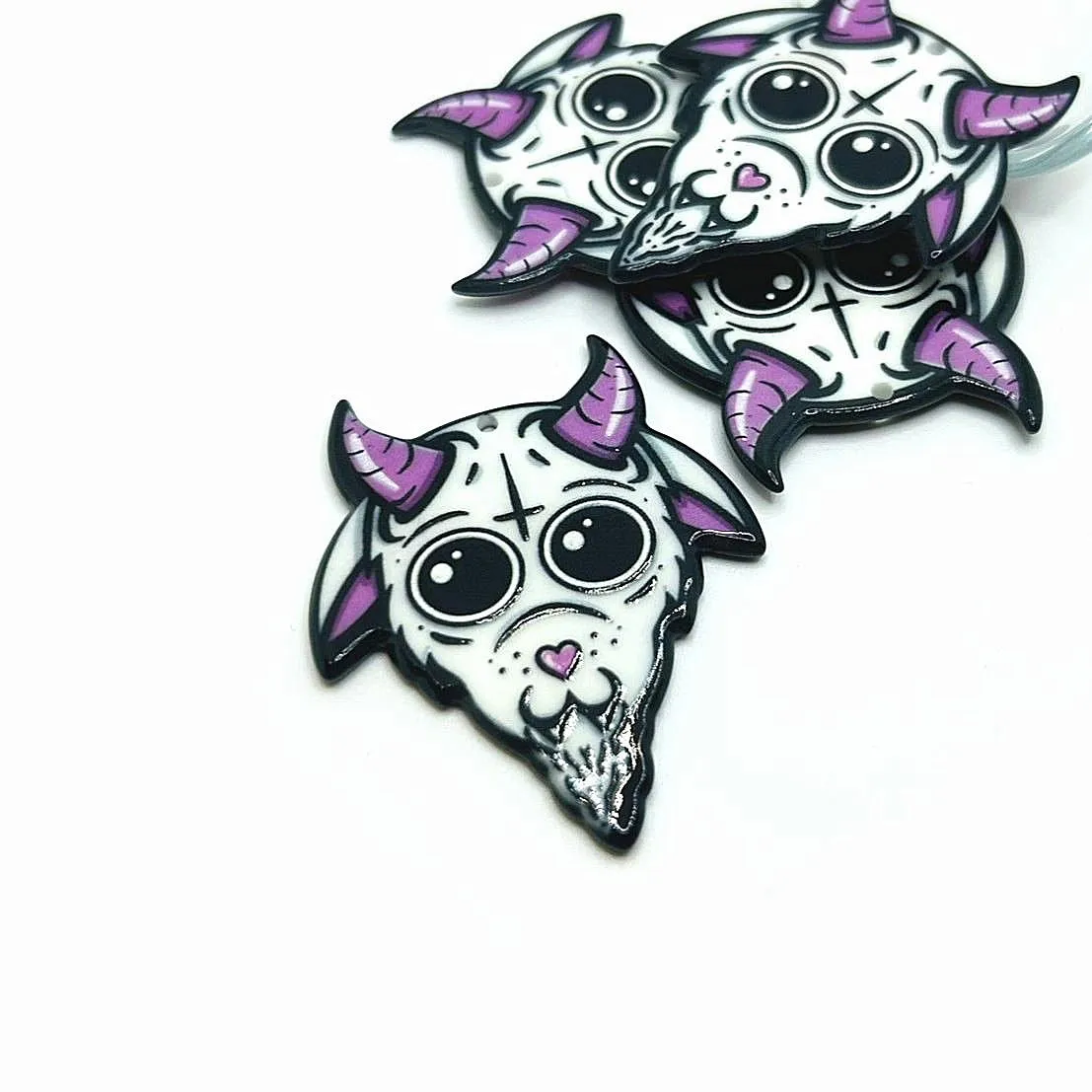 1, 4 or 20 Pieces: Cute Baphomet Satanic Goat Charms - Double Sided