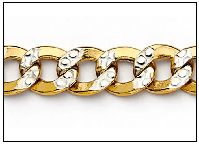 10K Gold Curb Pave Chain Bracelet 6.5 mm