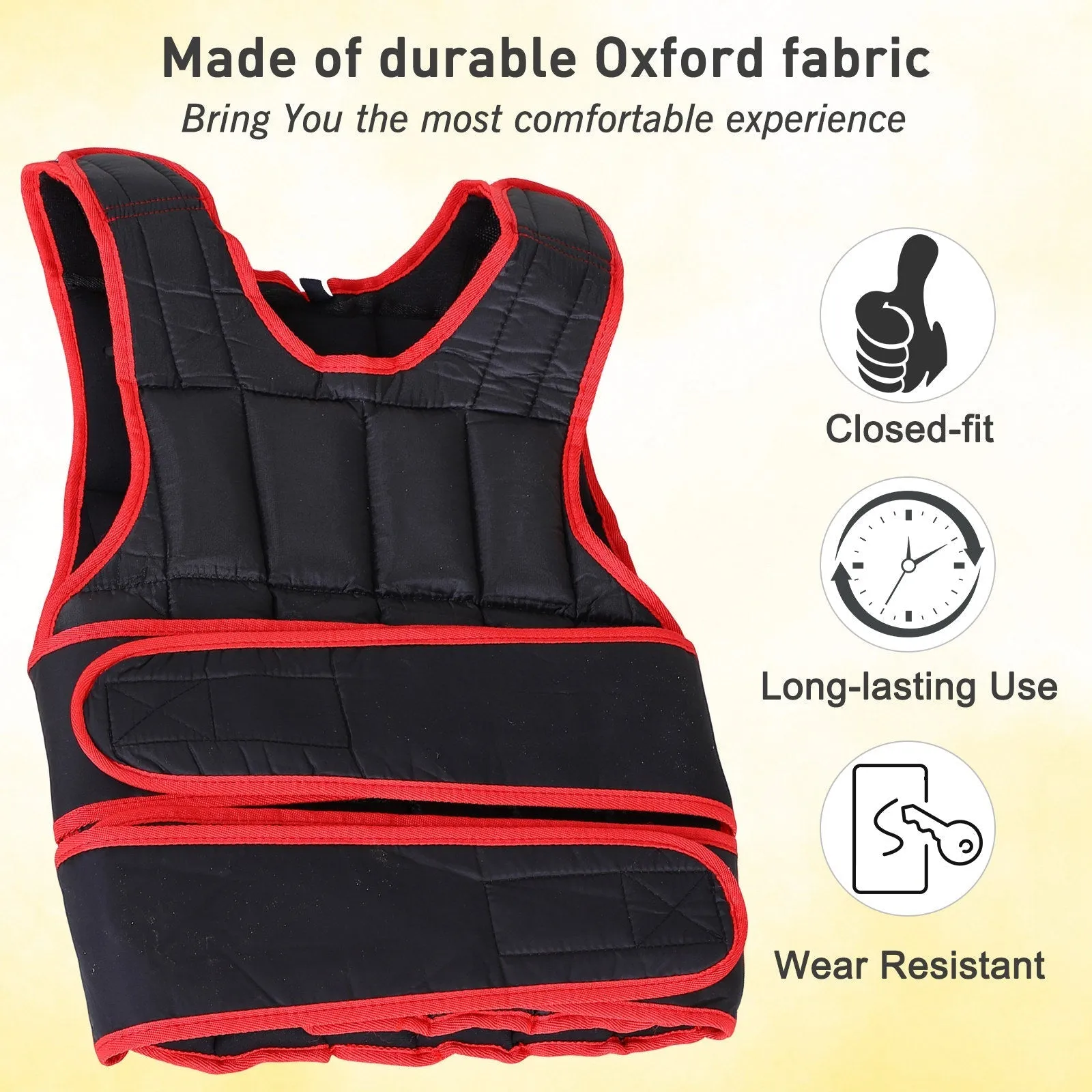 10kg Adjustable Exercise Workout Metal Sand Weight Vest Black/Red