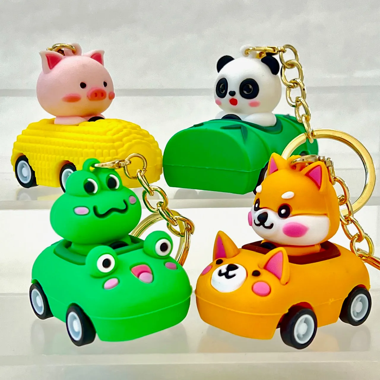 12002 PULLBACK CAR ANIMALS KEY CHARM-12