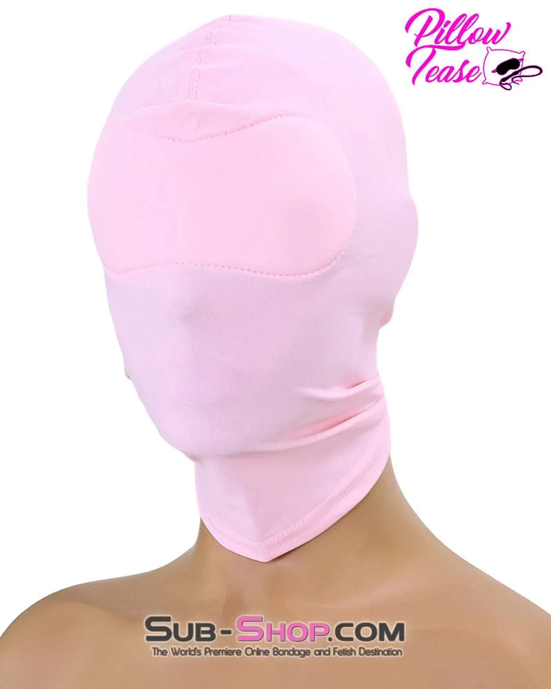 1474DL      Pink Spandex Bondage Hood with Sewn In Blindfold