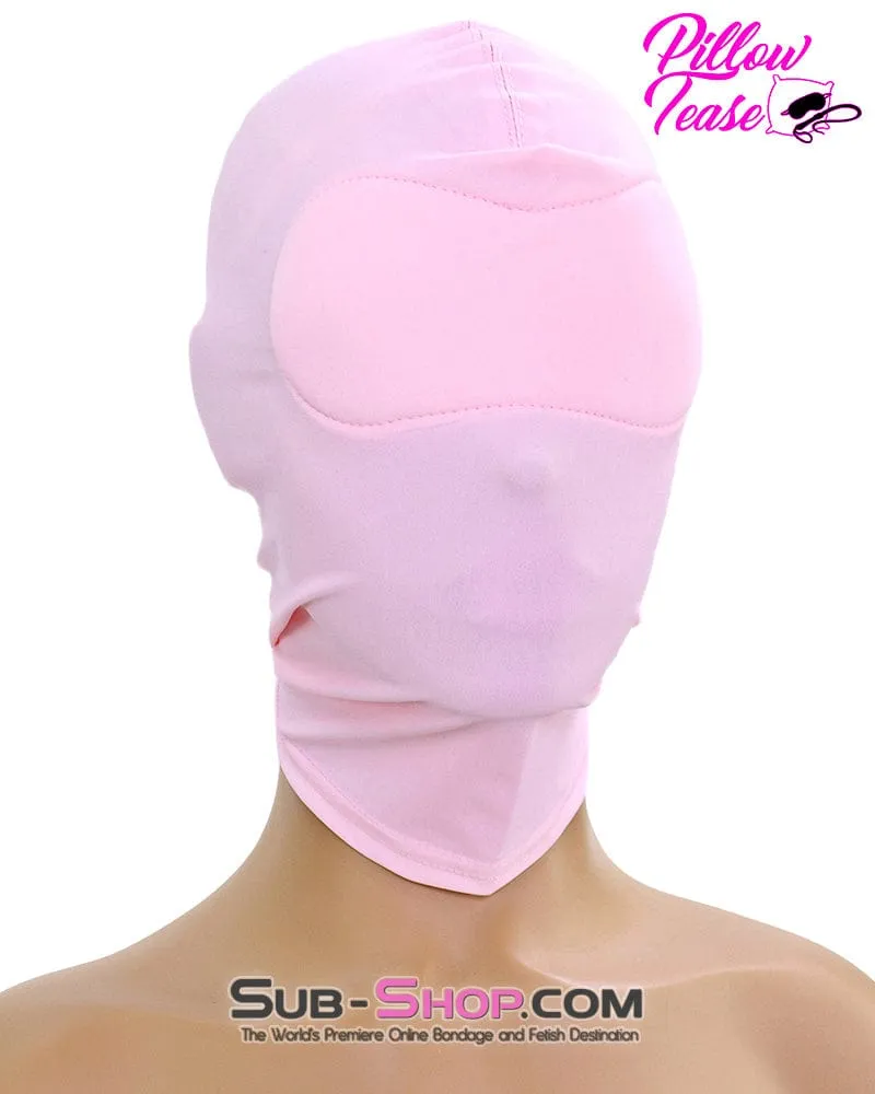 1474DL      Pink Spandex Bondage Hood with Sewn In Blindfold