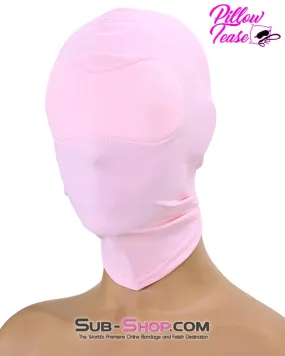 1474DL      Pink Spandex Bondage Hood with Sewn In Blindfold