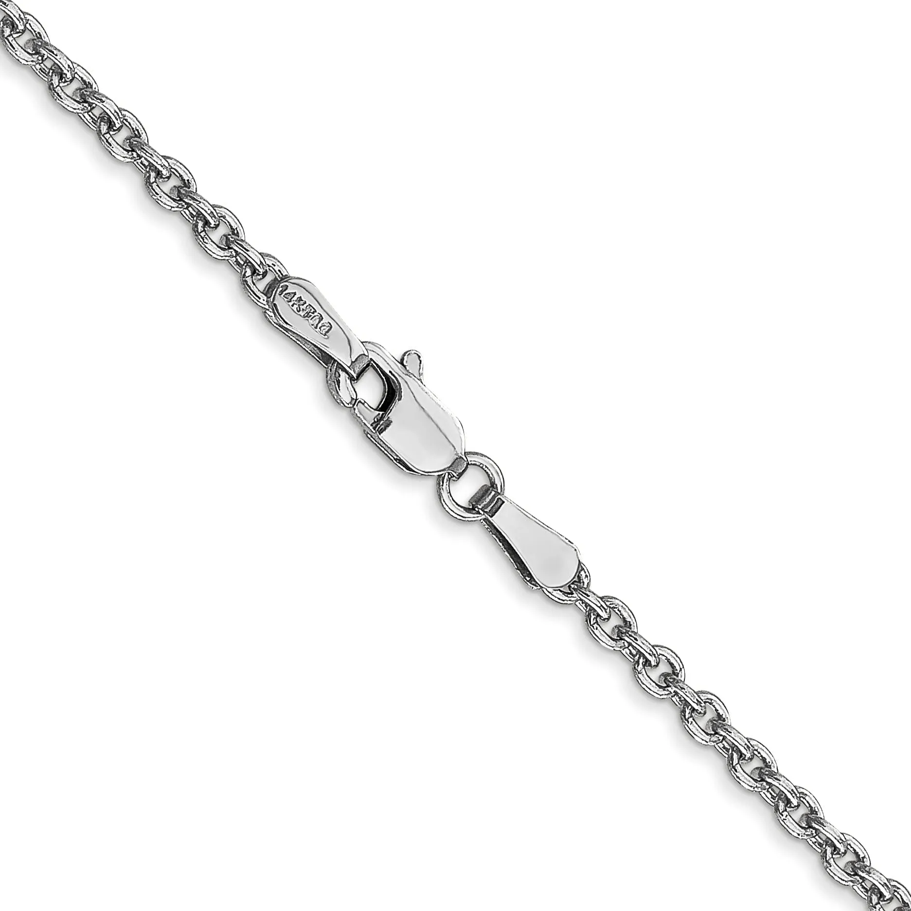 14k White Gold 2.20m Solid Polish Cable Chain