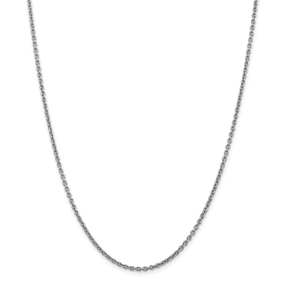 14k White Gold 2.20m Solid Polish Cable Chain