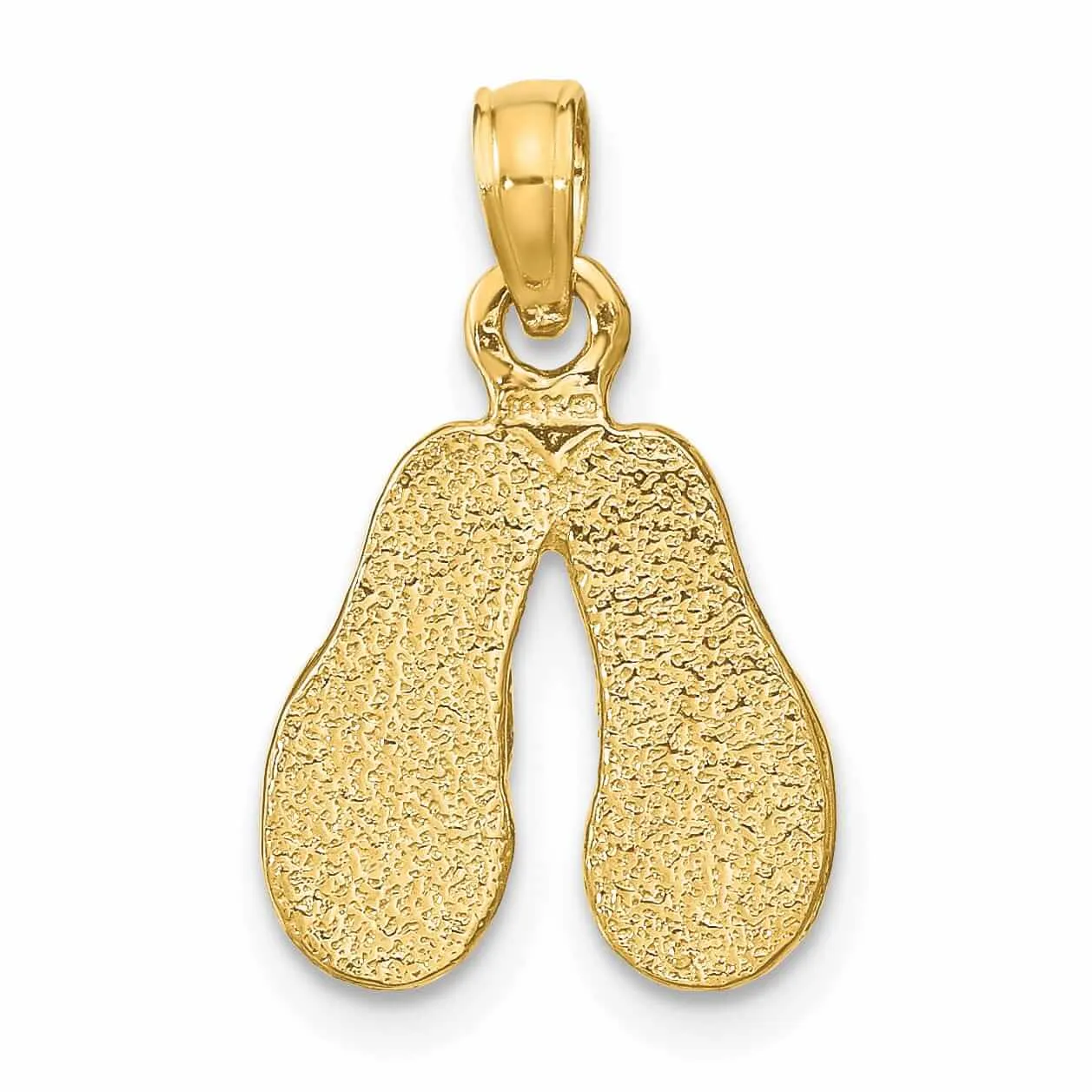 14k  Yellow Gold 3-Dimensional Textured Polished Multi Color Enamel Finish Double Flip-Flop Sandal Charm Pendant