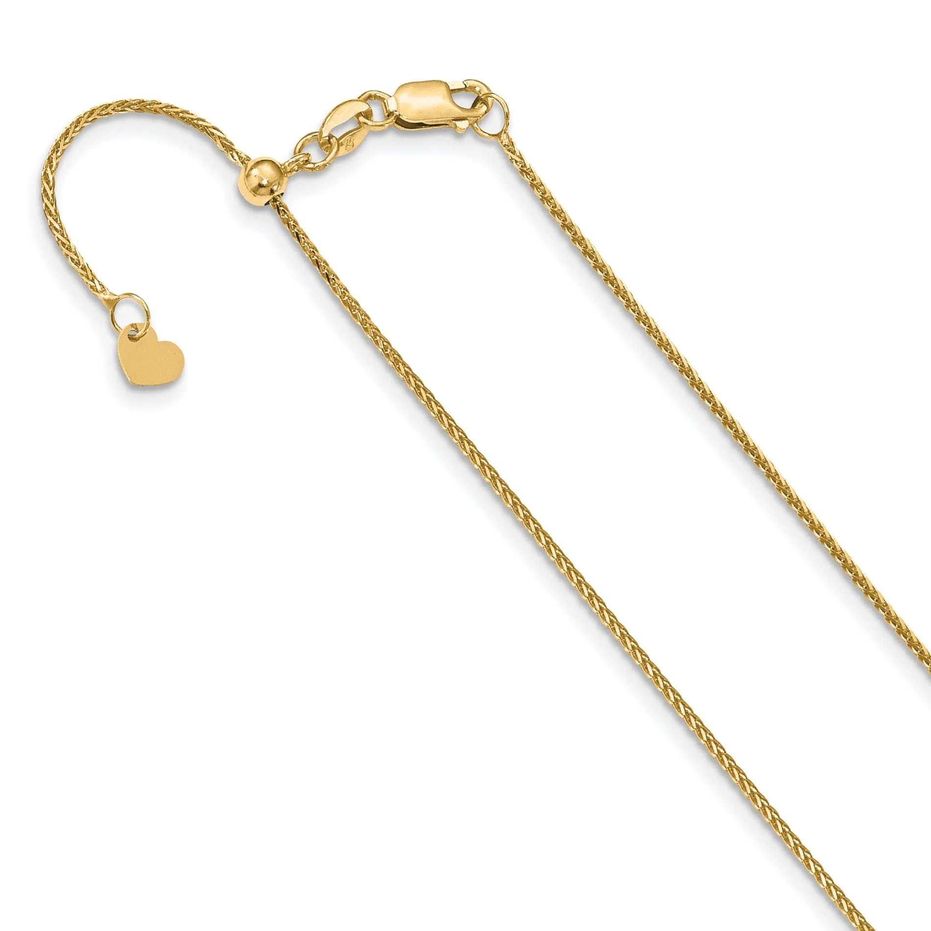 14k Yellow Gold Adjustable 1mm D.C Wheat Chain