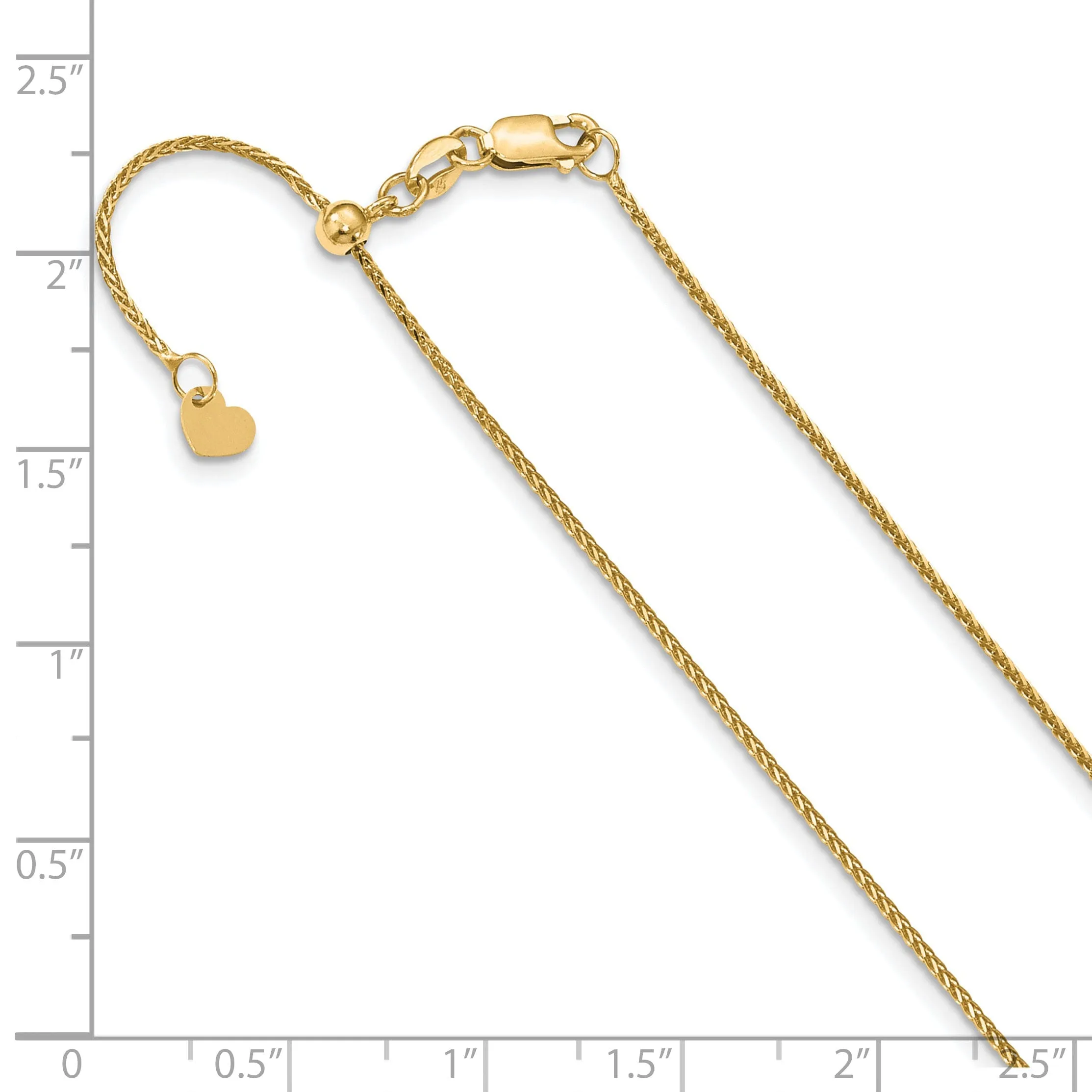 14k Yellow Gold Adjustable 1mm D.C Wheat Chain