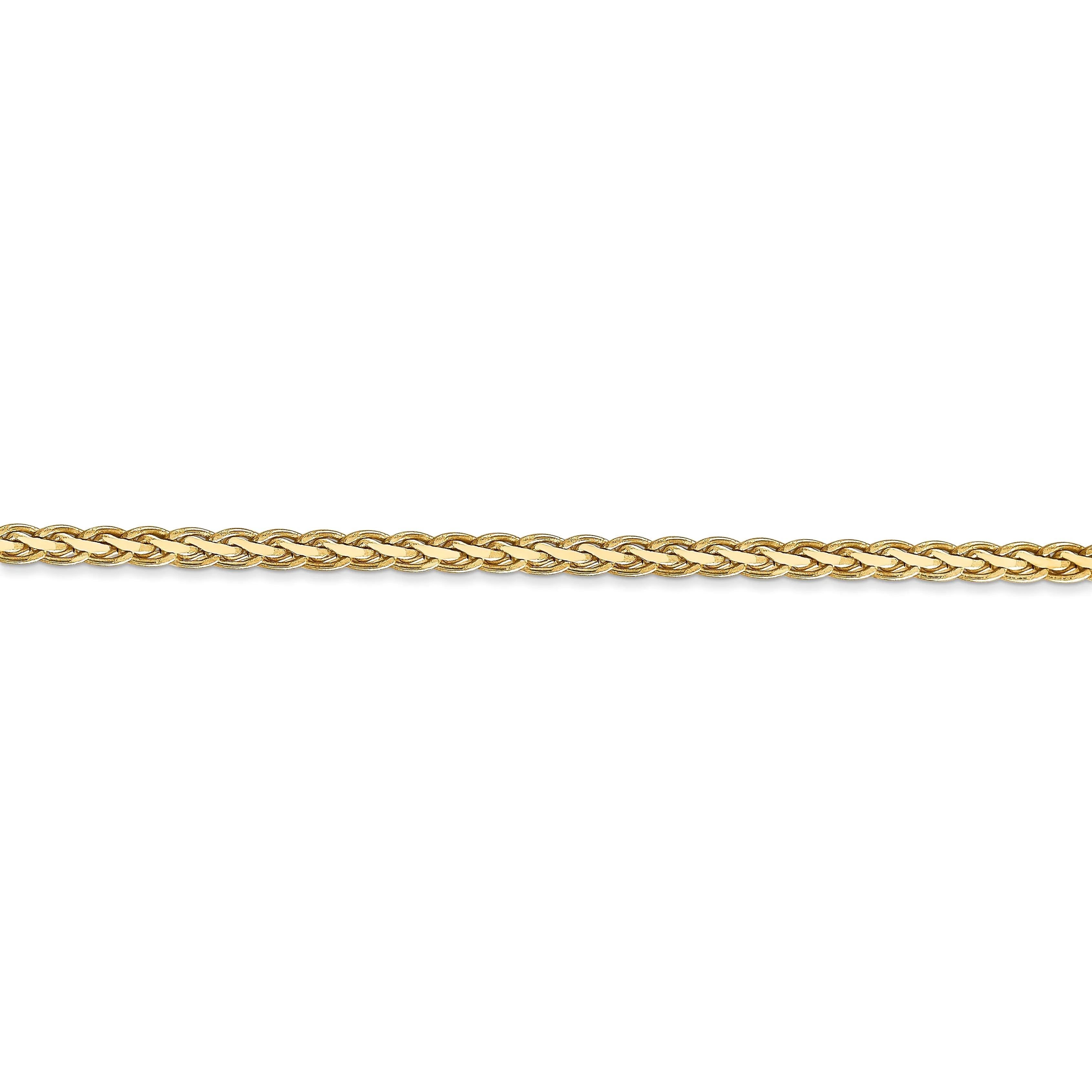 14k Yellow Gold Polished 3.00m Flat Wheat Chain