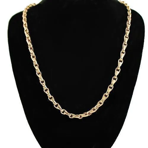 18k Rose Gold Mens Solid Bullet Link Chain 3 mm