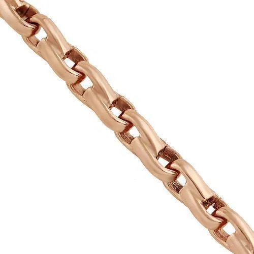 18k Rose Gold Mens Solid Bullet Link Chain 3 mm