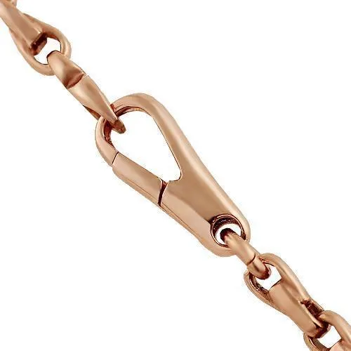 18k Rose Gold Mens Solid Bullet Link Chain 3 mm