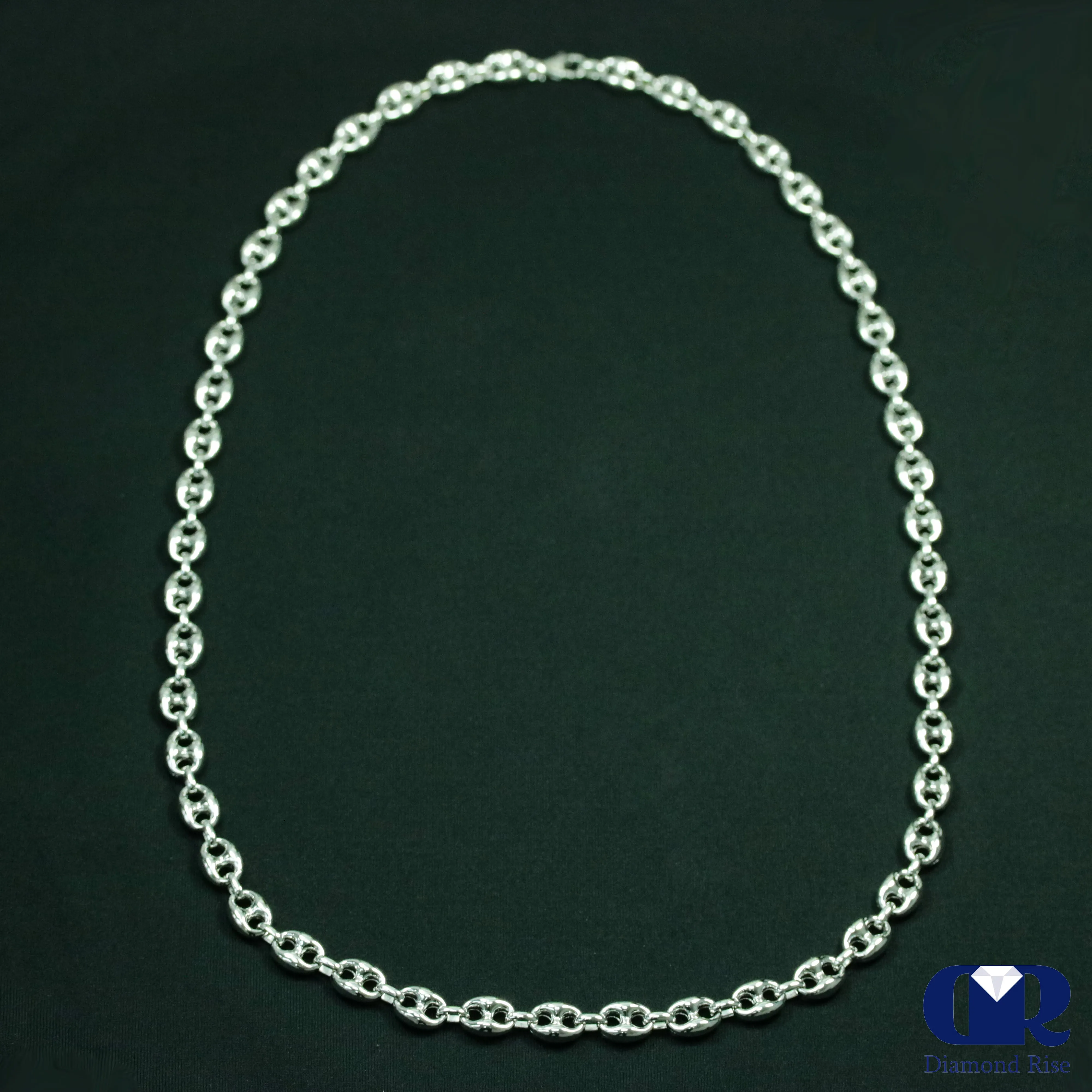 28" Puff Mariner link Chain Necklace Hollow In 14K 9 mm