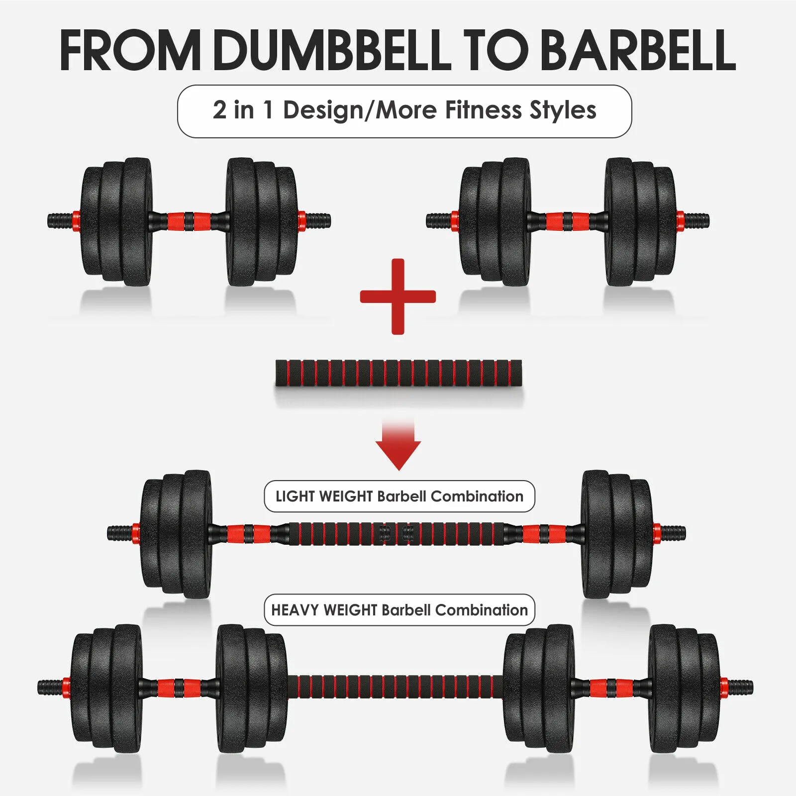 30Kg Adjustable Fitness Dumbbells Set With Connecting Rod Af-45