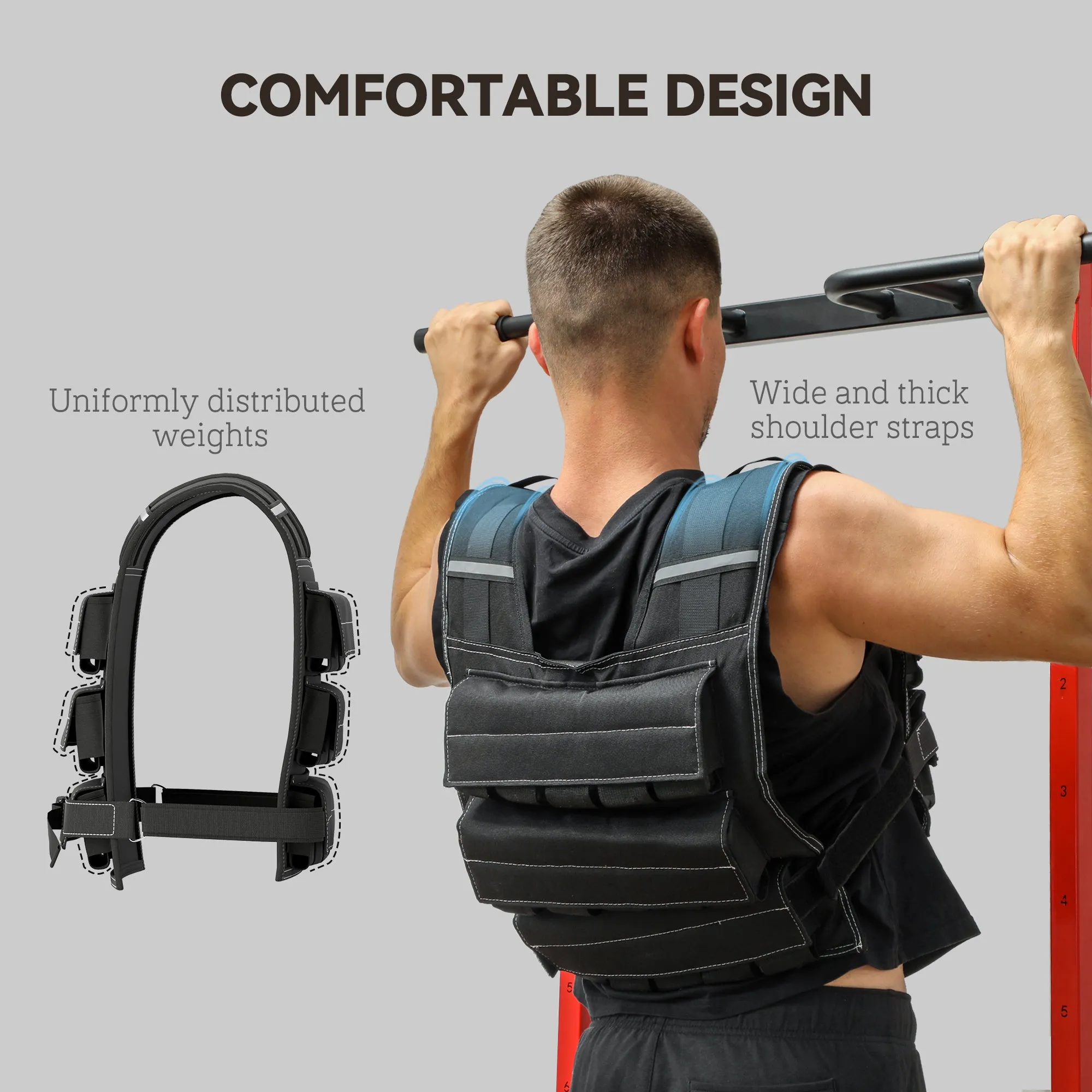 30KG Adjustable Weighted Vest with 30 Metal Weights, Running Weight Vest