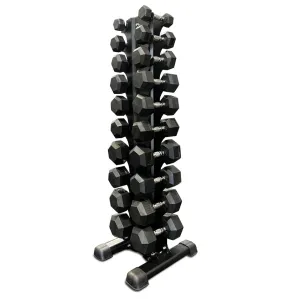 5-50lbs Rubber Hex Dumbbell Set   Vertical Rack PRE ORDER