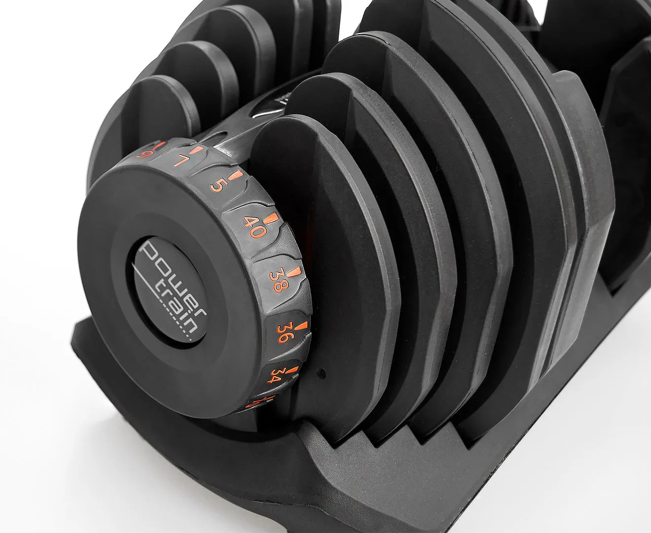 Adjustable 40kg Dumbbells Set with Holders, Ergonomic - Powertrain