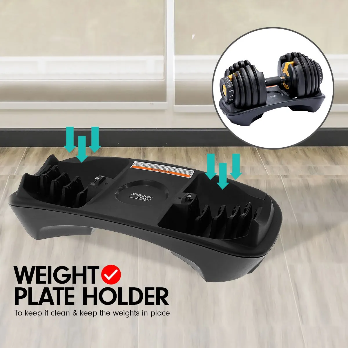 Adjustable 48KG Dumbbell Set with Stand - Powertrain