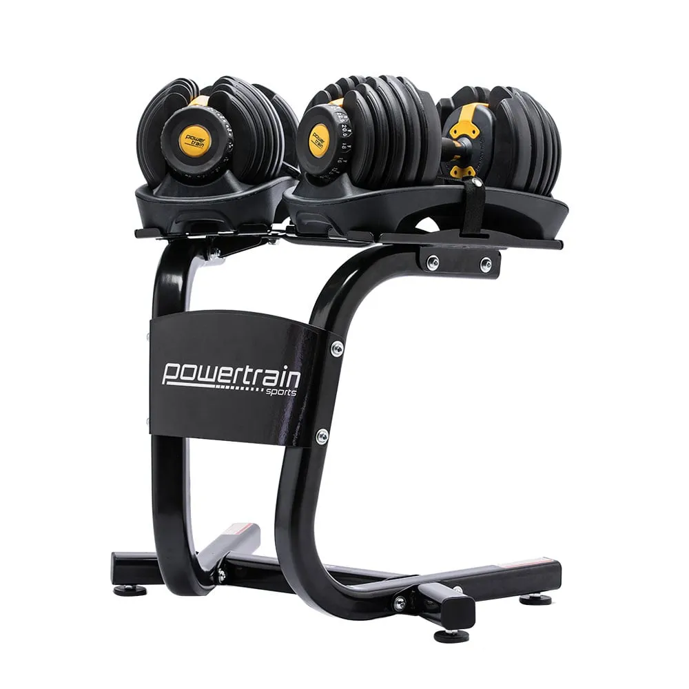 Adjustable 48KG Dumbbell Set with Stand - Powertrain