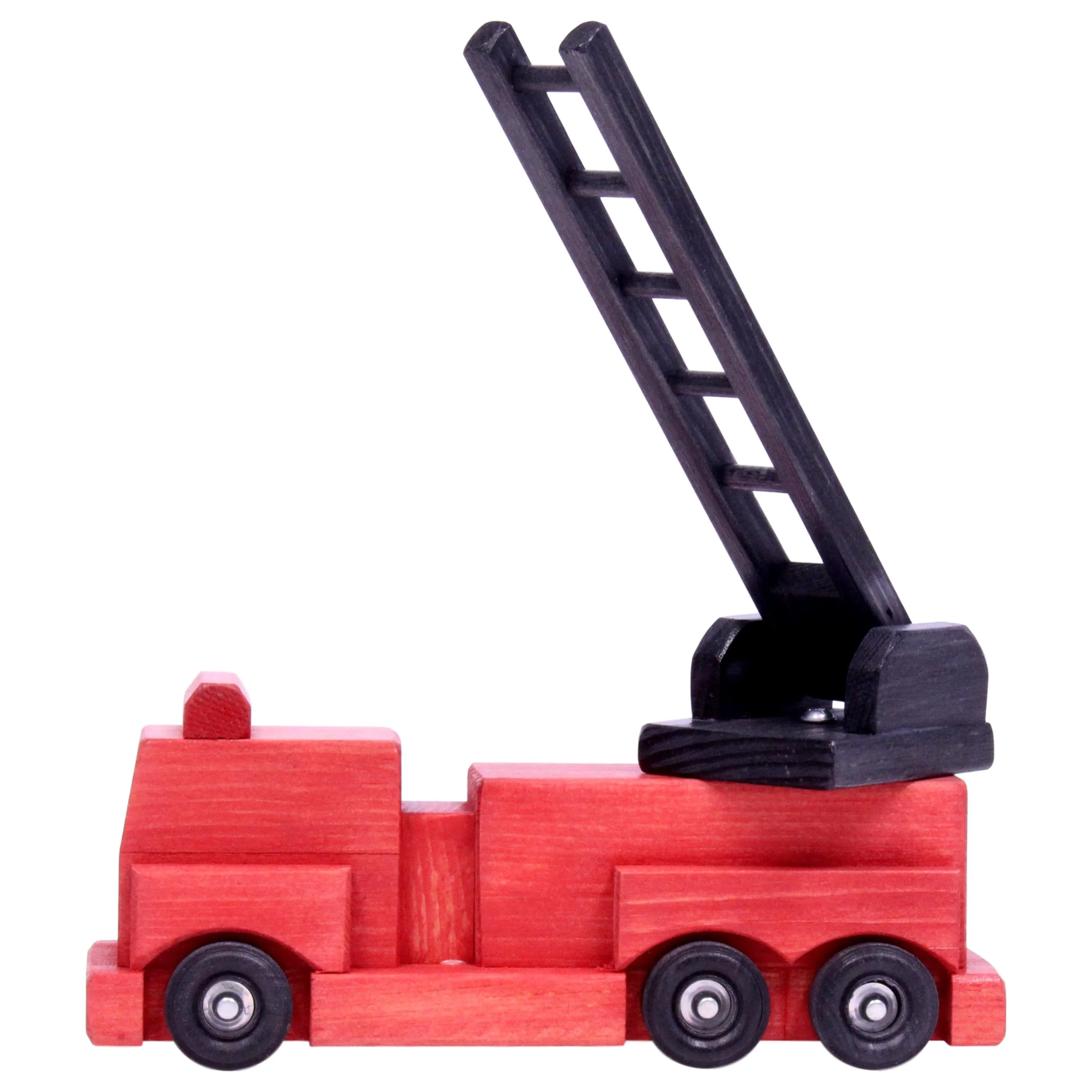 Amish-Crafted Wooden Ladder Fire Truck Toy, Child-Safe Finish