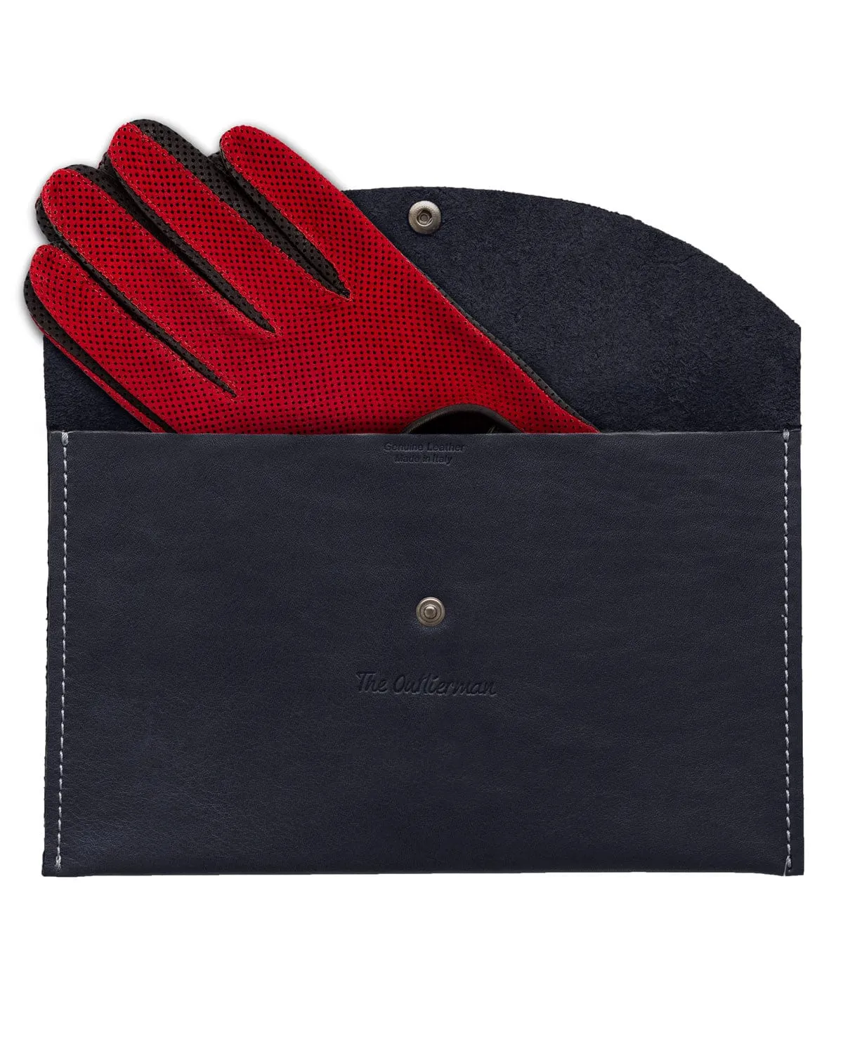 BAD ONE - Perforated Suede Driving Gloves - Red/Black