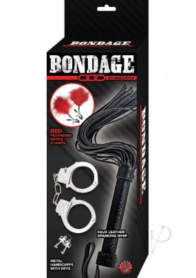 Bondage Whip Feather Cuffs Red