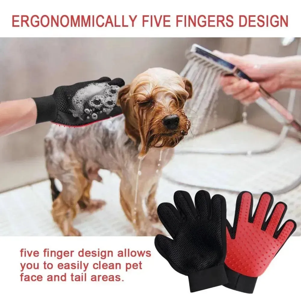 Cat & Dog Grooming Glove - Gentle Deshedding Brush & Hair Remover