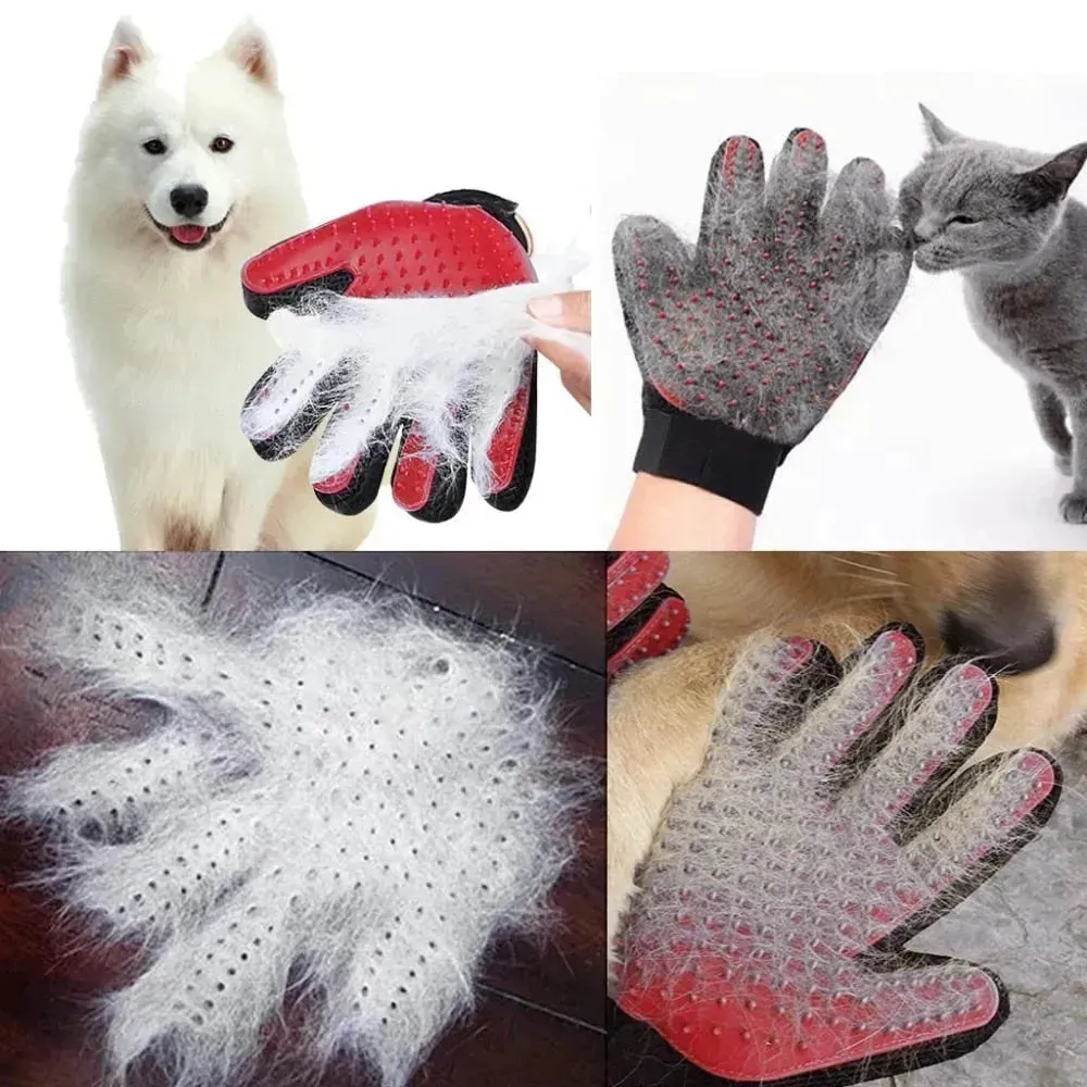 Cat & Dog Grooming Glove - Gentle Deshedding Brush & Hair Remover