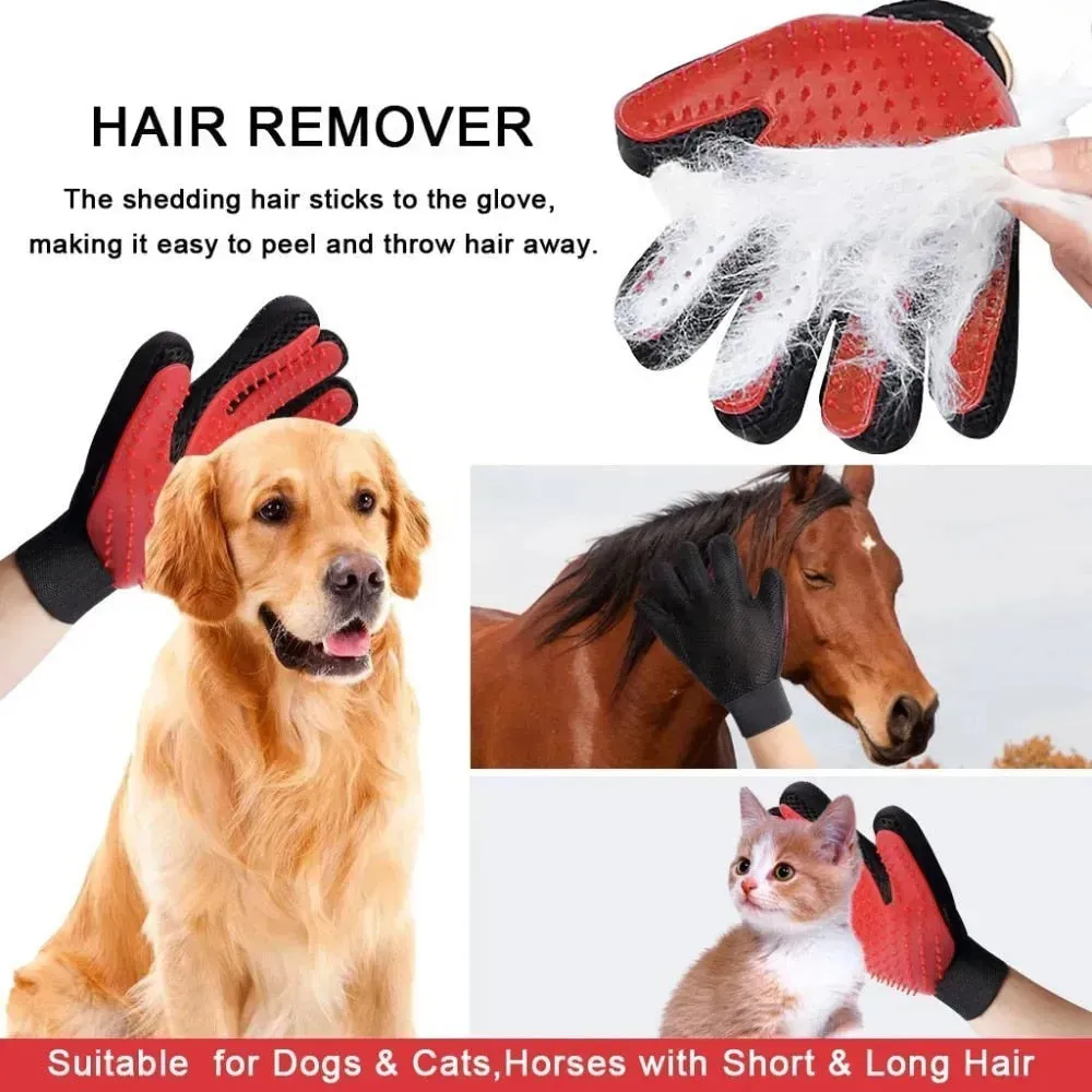 Cat & Dog Grooming Glove - Gentle Deshedding Brush & Hair Remover