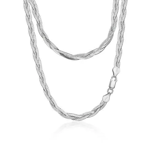 Claude Braided Herringbone Necklace // Italian Sterling Silver (50% OFF)