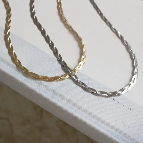 Claude Braided Herringbone Necklace // Italian Sterling Silver (50% OFF)