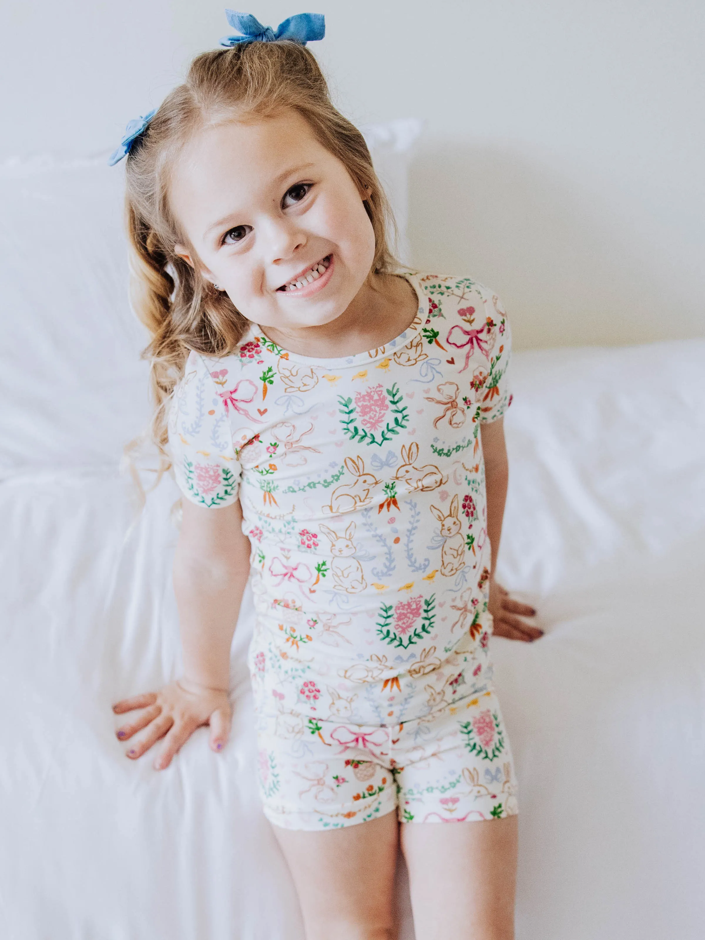 Cloud Fitted Short Set Pajamas - Down the Bunny Trail