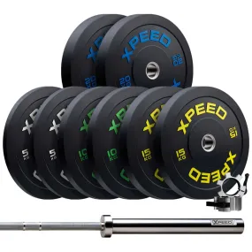 Elite 100kg Bumper Plate Pack   20kg Barbell