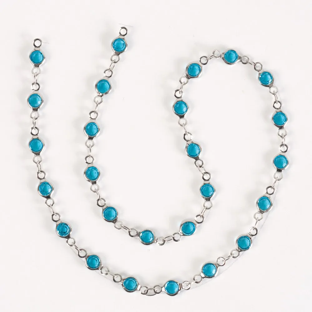 Estrellaª Linked Crystals Chain - Small, Blue Topaz/Silver