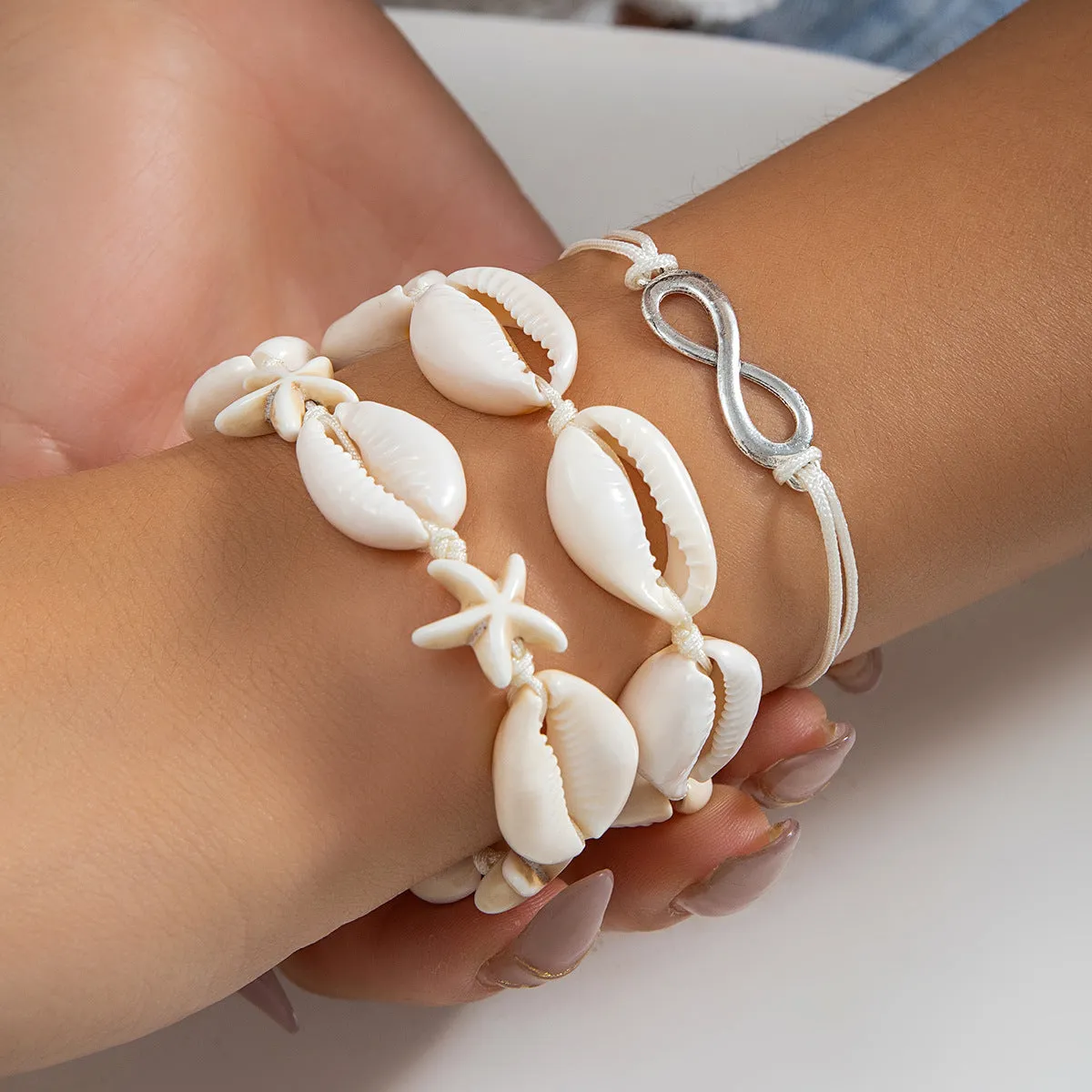 European and American Cross-Border Jewelry: Vienna Verve Alloy Bracelet with Crushed Stone Ankle Chains, Tassels, Vintage Rice Beads, and Seashells