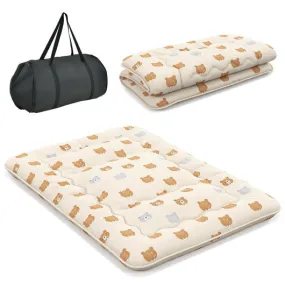 Foldable Futon Mattress with Washable Cover and Carry Bag for Camping-Full Size