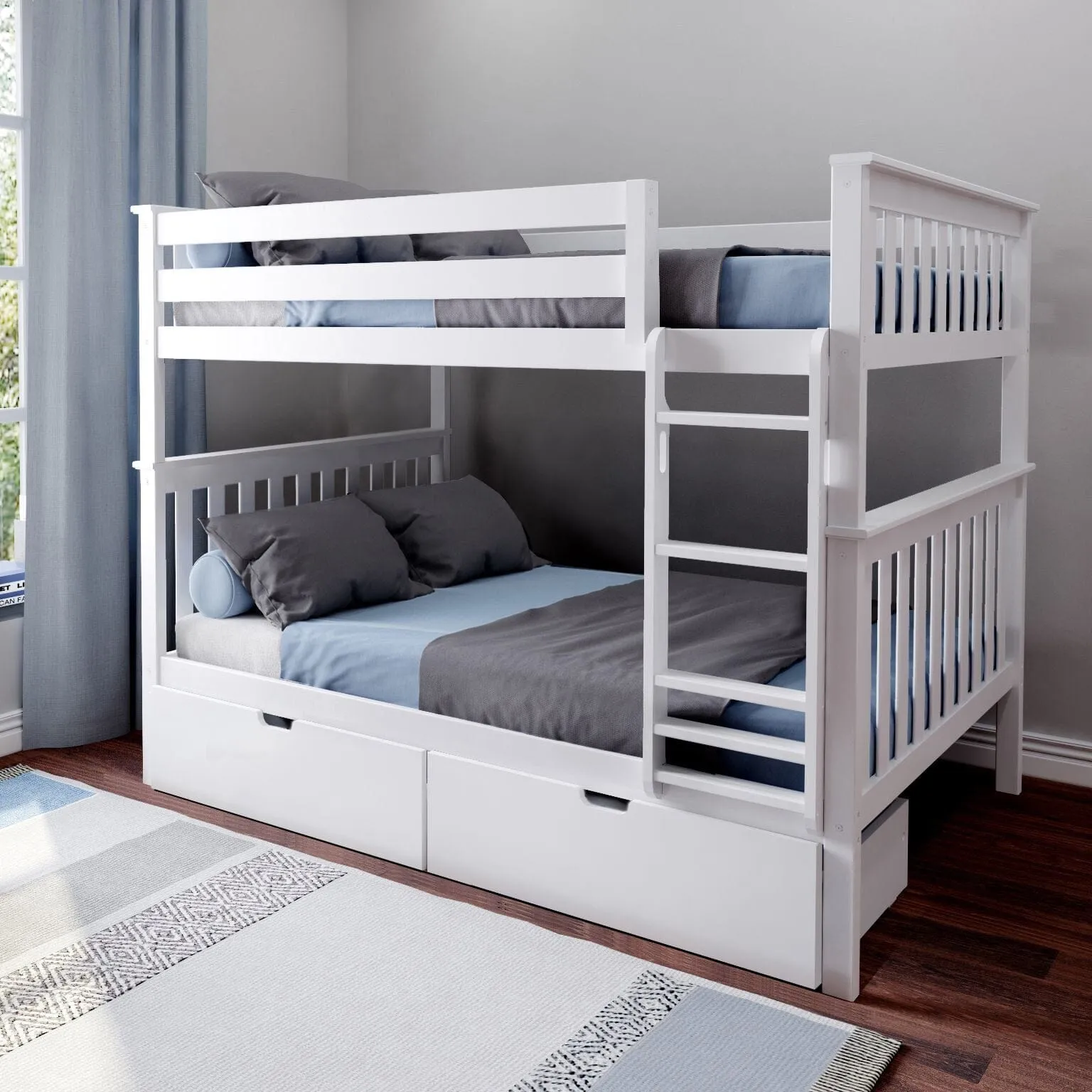 Full Over Full Bunk Bed With Storage Drawers