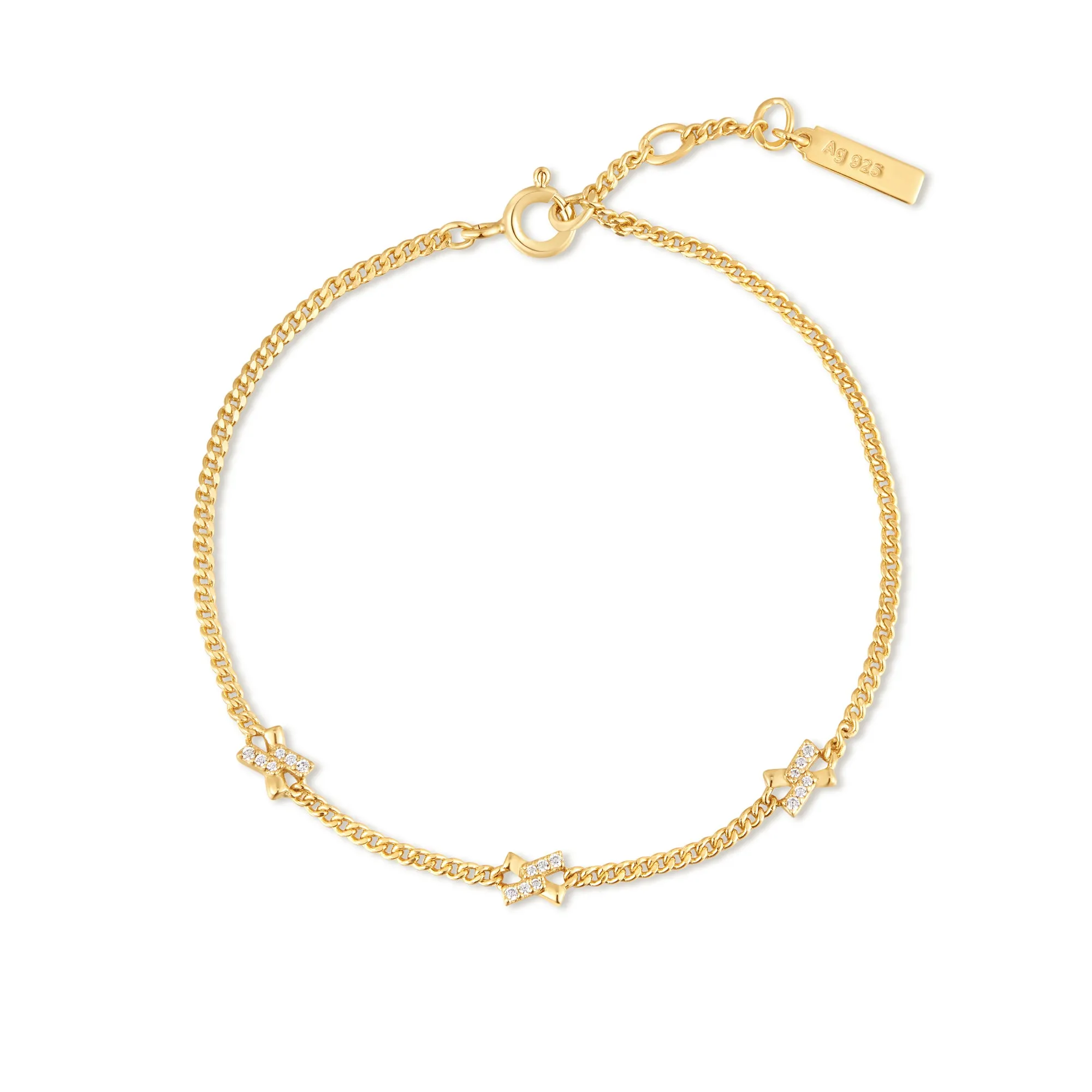 Gold Cross Station Bracelet