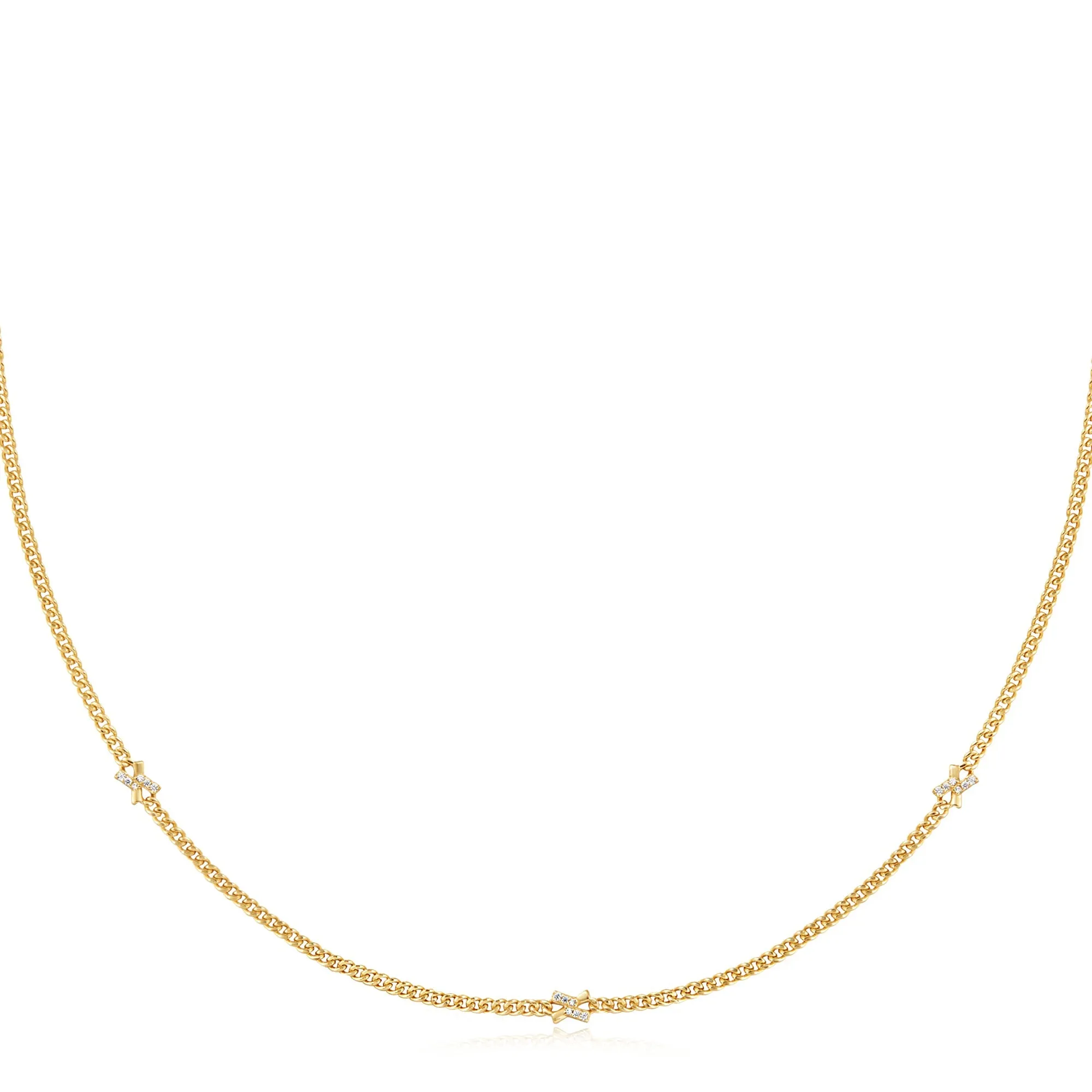 Gold Cross Station Necklace