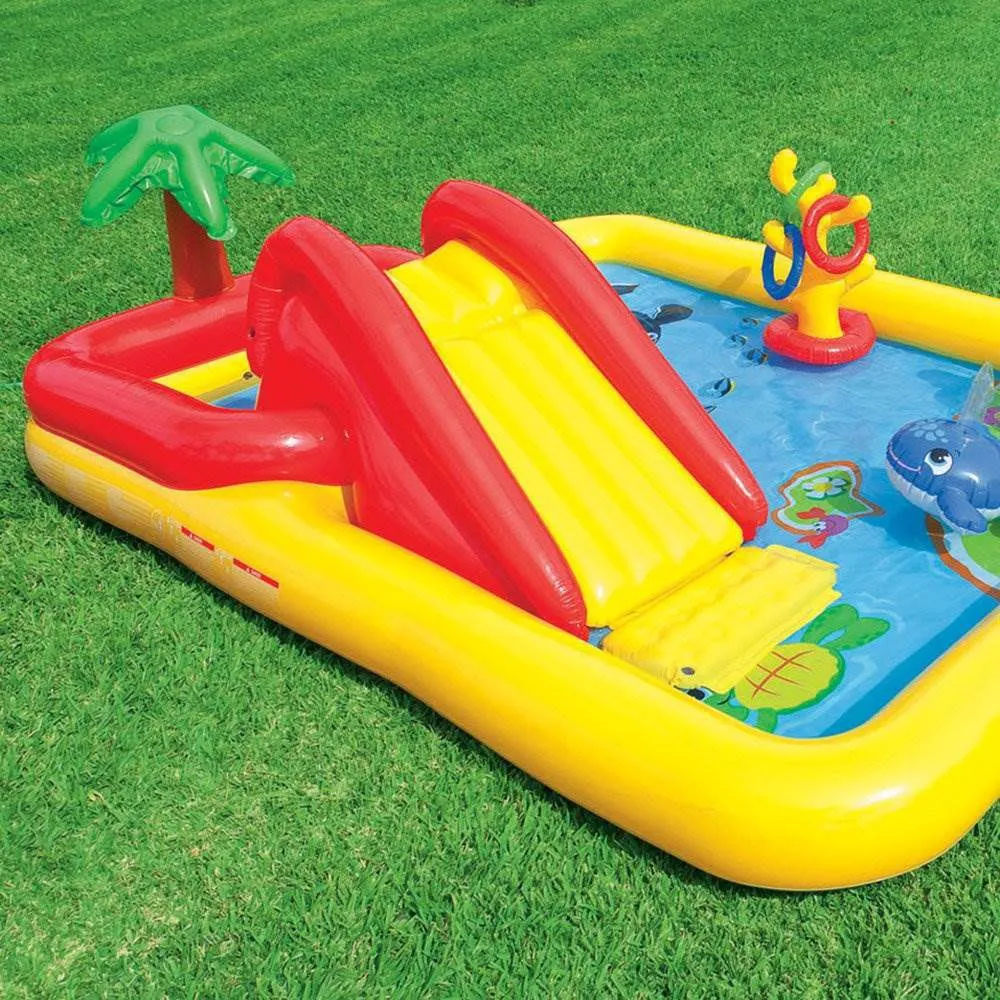 Intex Inflatable Ocean Play Center 100" x 77" children's pool and games in the Intex backyard