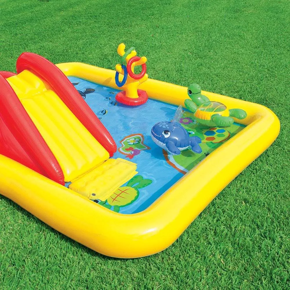 Intex Inflatable Ocean Play Center 100" x 77" children's pool and games in the Intex backyard