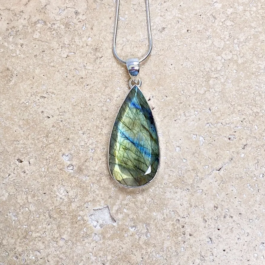 Labradorite Teardrop Pendant - Grace