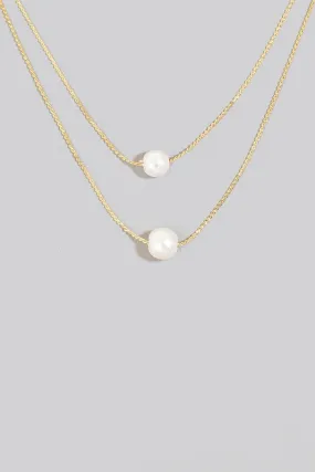 Layered Mixed Dainty Chains Pearl Charm Necklace