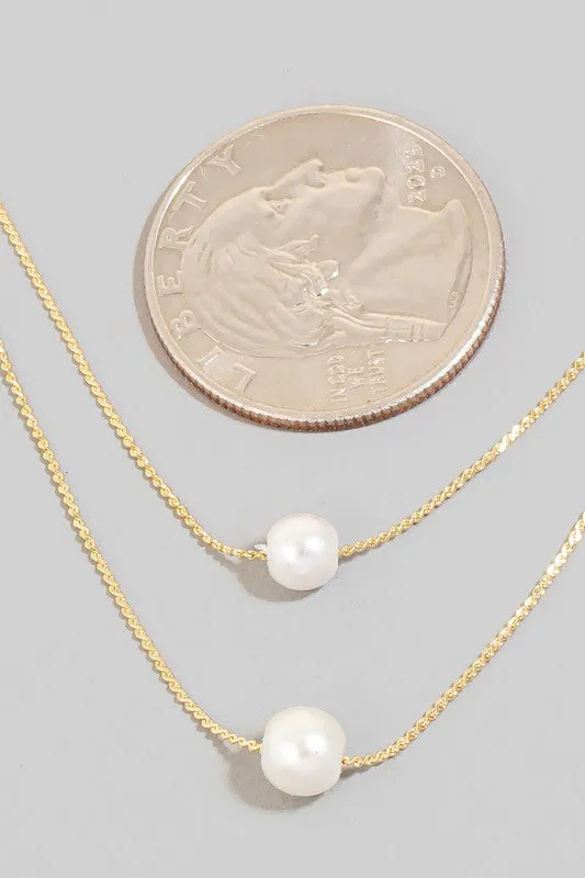 Layered Mixed Dainty Chains Pearl Charm Necklace