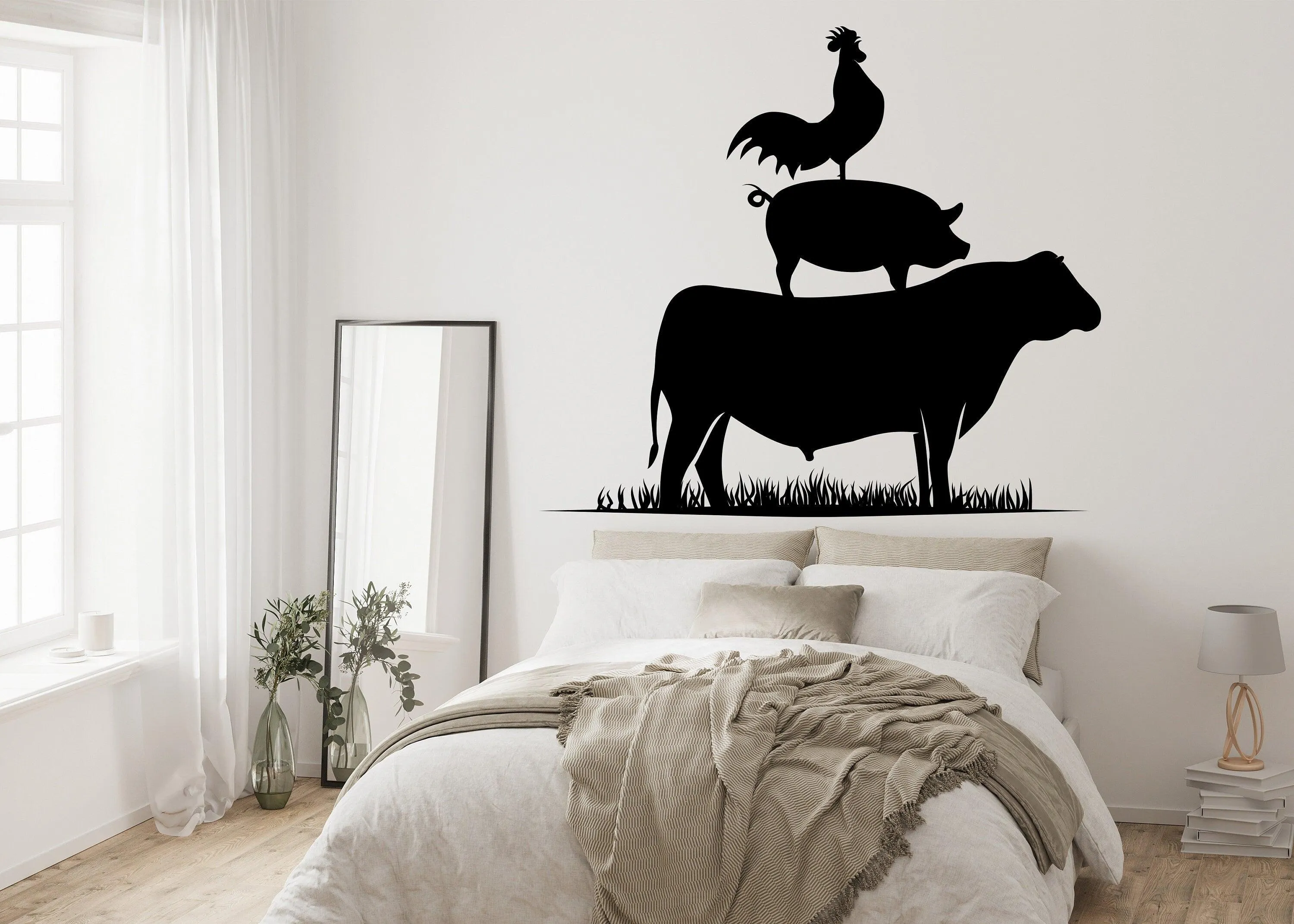 Livestock Farm Animals Wall Sticker - Farm Pig Cattle Chicken Car Decal