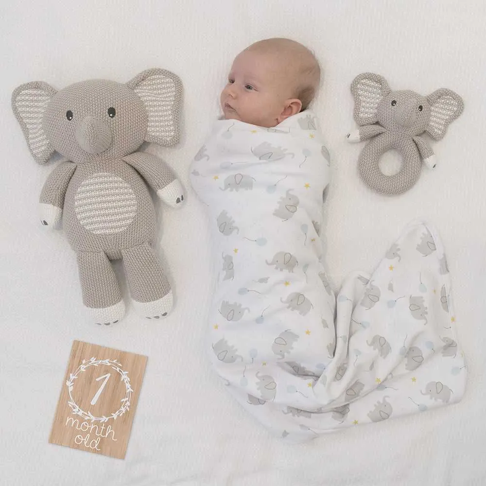 Living Textiles Knitted Soft Toy - Mason the Elephant