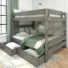 Modern Farmhouse Queen Over Queen Bunk Bed With Storage Drawers