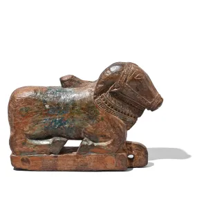 Painted Indian Nandi Bull Toy From Maharashtra - 19th Century